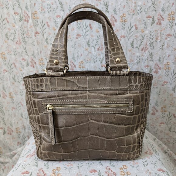 Dooney & Bourke Crocodile Embossed Tan Handbag - Picture 2 of 5